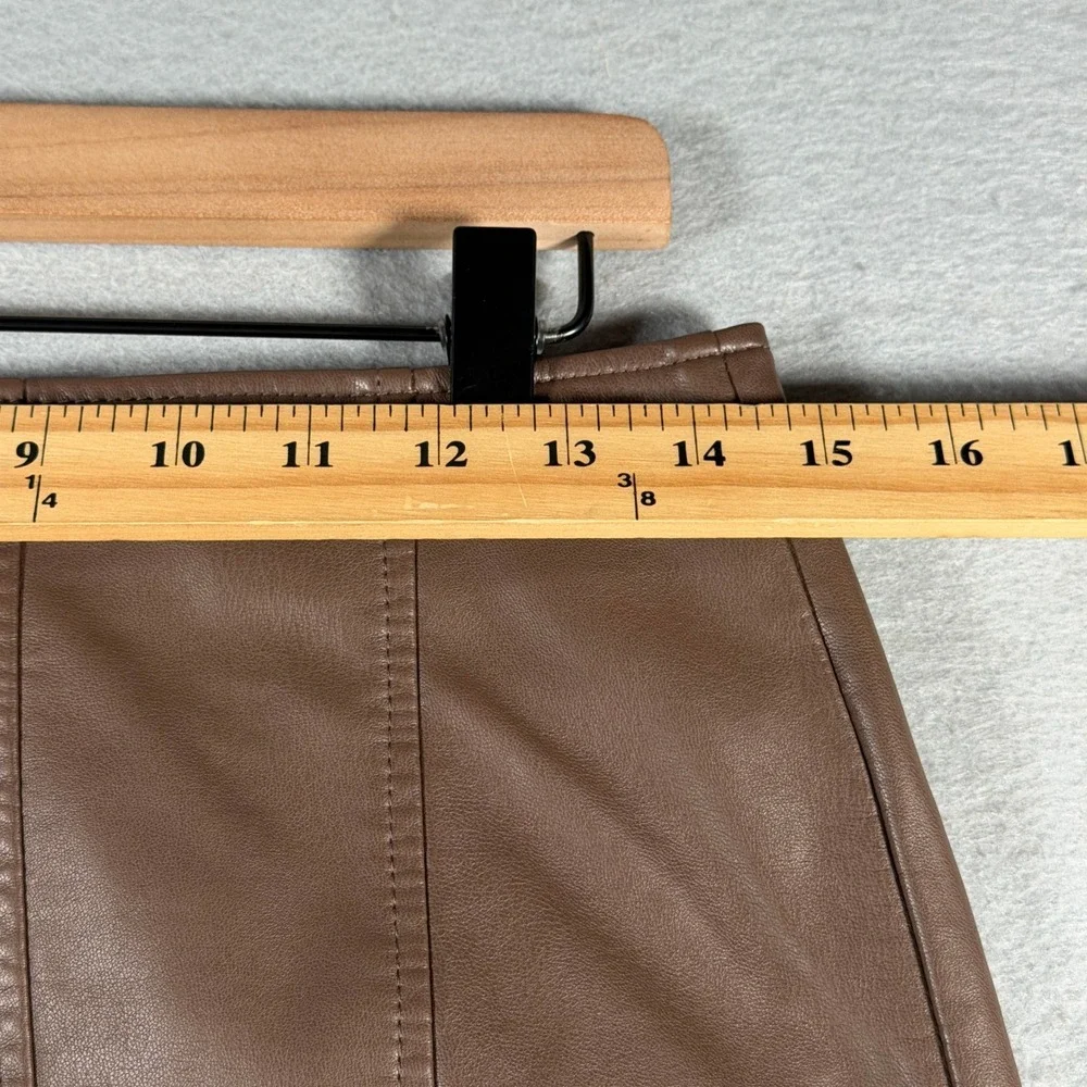 Free People Brownstone Vegan Leather Mini Skirt OB1542699 Brown Size 4 NWT
